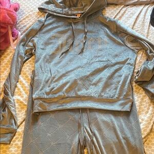 Juicy Couture Silver Velour Hoodie Set